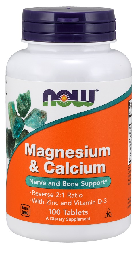 NOW Foods - Magnesium & Calcium with Zinc and Vitamin D3 - 100 tablets