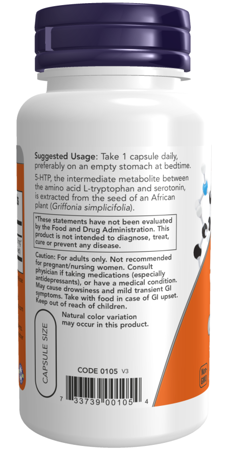 NOW Foods - 5-HTP 100 mg - 60 kapszula - Image 3