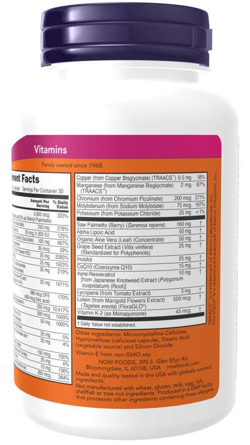 NOW Foods - ADAM multivitamin férfiaknak + 90 kapszula - Image 2