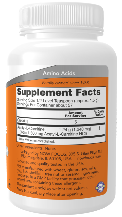 NOW Foods - Acetil-L-karnitin, Tiszta Por - 85g - Image 2