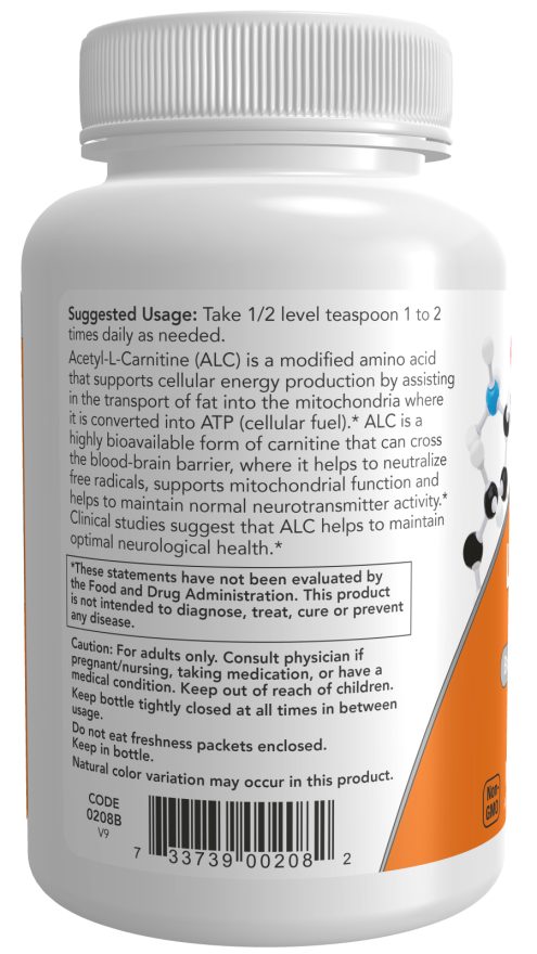 NOW Foods - Acetil-L-karnitin, Tiszta Por - 85g - Image 3