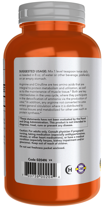 NOW Foods - Arginin és Citrullin por - 340g - Image 3