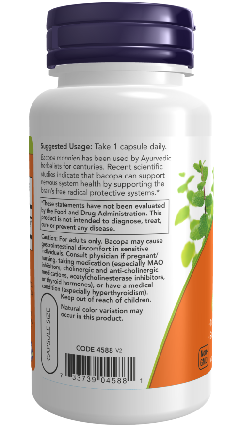 NOW Foods - Bacopa kivonat, 450 mg - 90 kapszula - Image 3