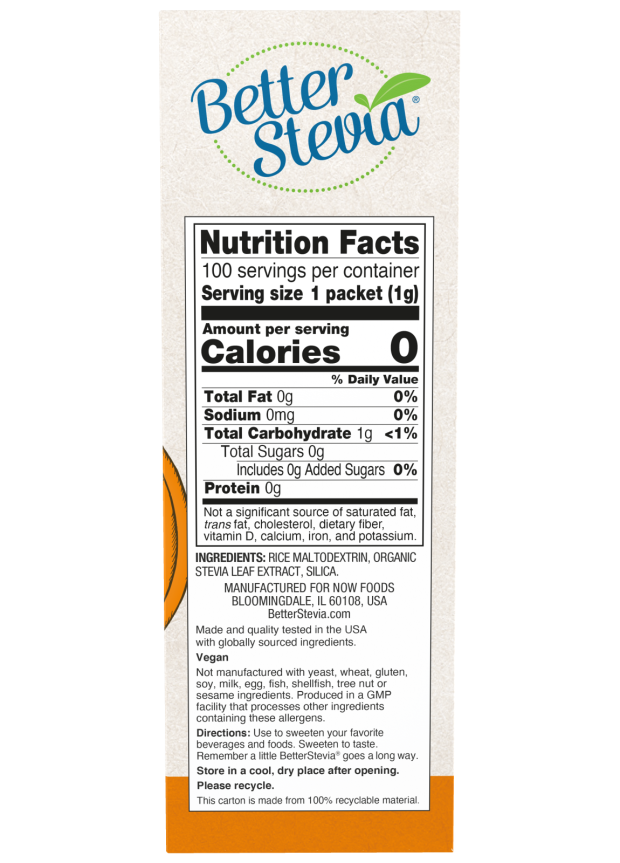 NOW Foods - Jobb Stevia Csomagok, Eredeti - 100 csomag - Image 2