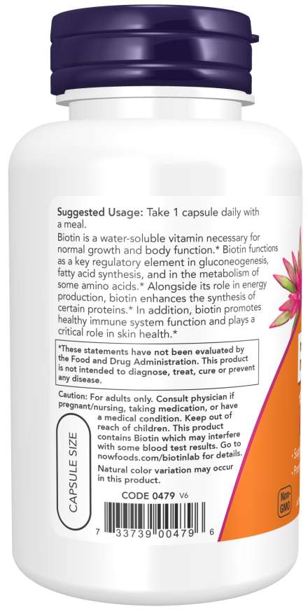 NOW Foods - Biotin, Extra Erősségű 10 mg - 120 kapszula - Image 4