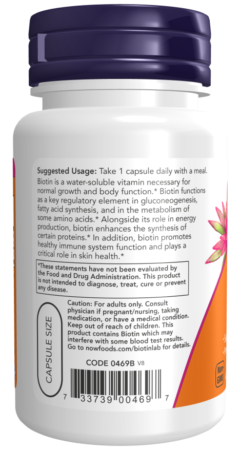 NOW Foods - Biotin 1000 mcg, 100 kapszula - Image 3