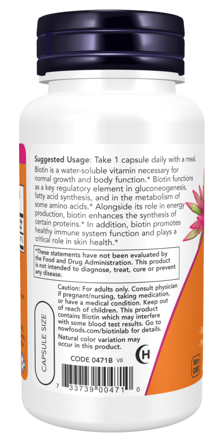 NOW Foods - Biotin, 5000 mcg - 60 kapszula - Image 3