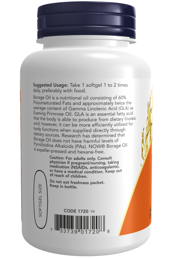 NOW Foods - Borágóolaj, 1000 mg - 60 lágyzselatin kapszula - Image 3