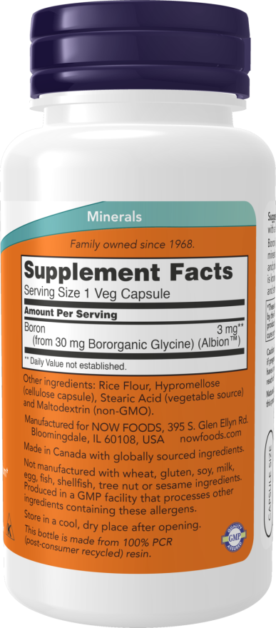 NOW Foods - Bór, 3 mg - 250 kapszula - Image 2