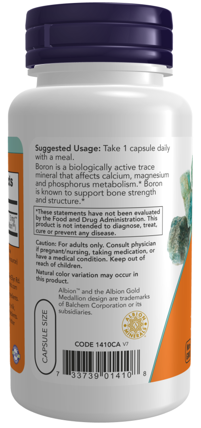 NOW Foods - Bór, 3 mg - 250 kapszula - Image 3