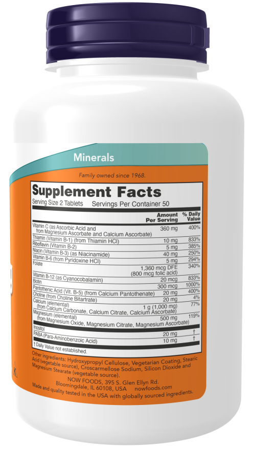 NOW Foods - Cal-Mag készítmény B-komplex és C-vitaminnal - 100 tabletta - Image 2