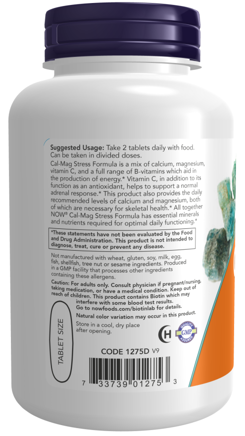 NOW Foods - Cal-Mag készítmény B-komplex és C-vitaminnal - 100 tabletta - Image 3