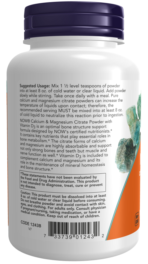 NOW Foods - Kalcium és Magnézium Citrát Por D3 Vitaminnal - 227g - Image 3