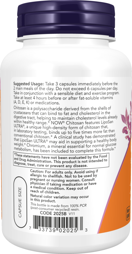 NOW Foods - Chitosan 500 mg Plusz Króm - 240 kapszula - Image 3