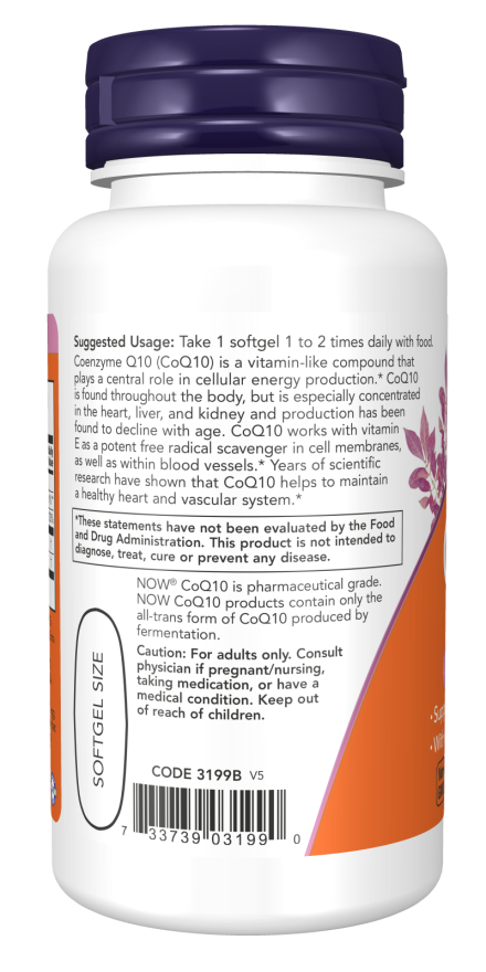 NOW Foods - CoQ10 Vitamin E-vel és Napraforgó Lecitinnel, 400mg - 30 lágy kapszula - Image 3