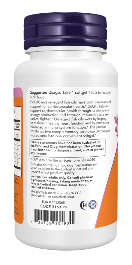 NOW Foods - CoQ10 Omega-3-zal, 60 mg - 60 lágyzselatin kapszula - Image 3