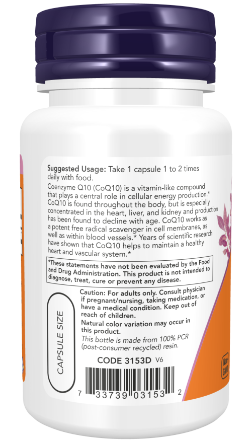 NOW Foods - CoQ10, 60 mg - 60 kapszula - Image 3