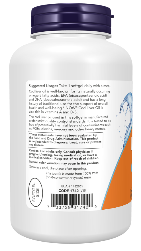 NOW Foods - Tőkehal májolaj, 650mg - 250 lágyzselatin kapszula - Image 3