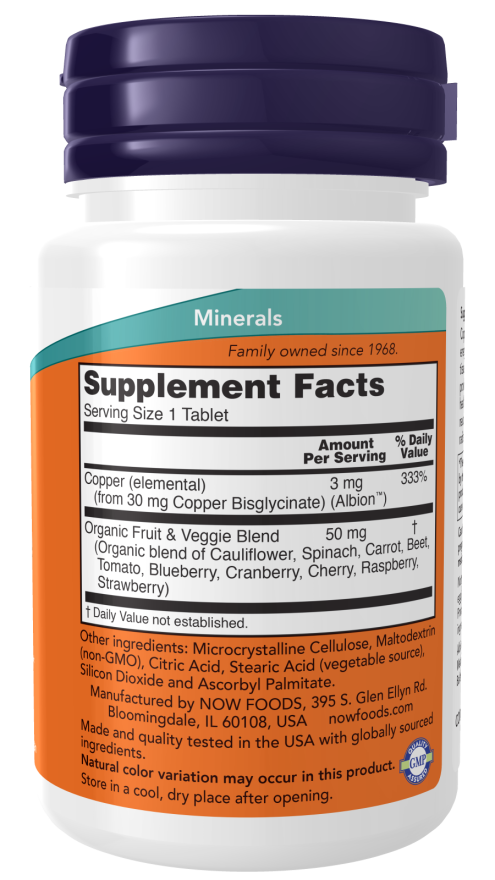 NOW Foods - Réz-glicinát 120 tabletta - Image 2