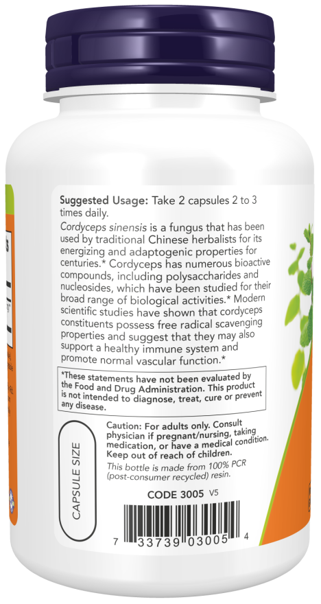 NOW Foods - Cordyceps 750 mg - 90 kapszula - Image 3