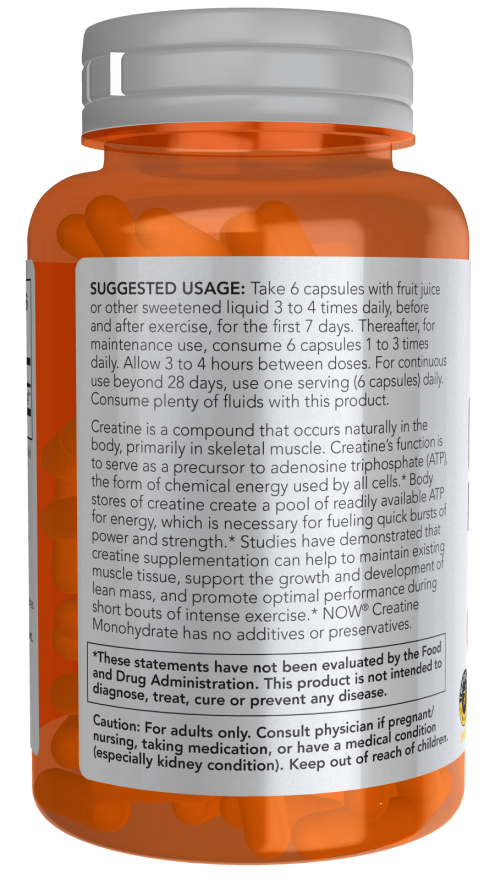 NOW Foods - Kreatin Monohidrát, 750mg - 120 kapszula - Image 3