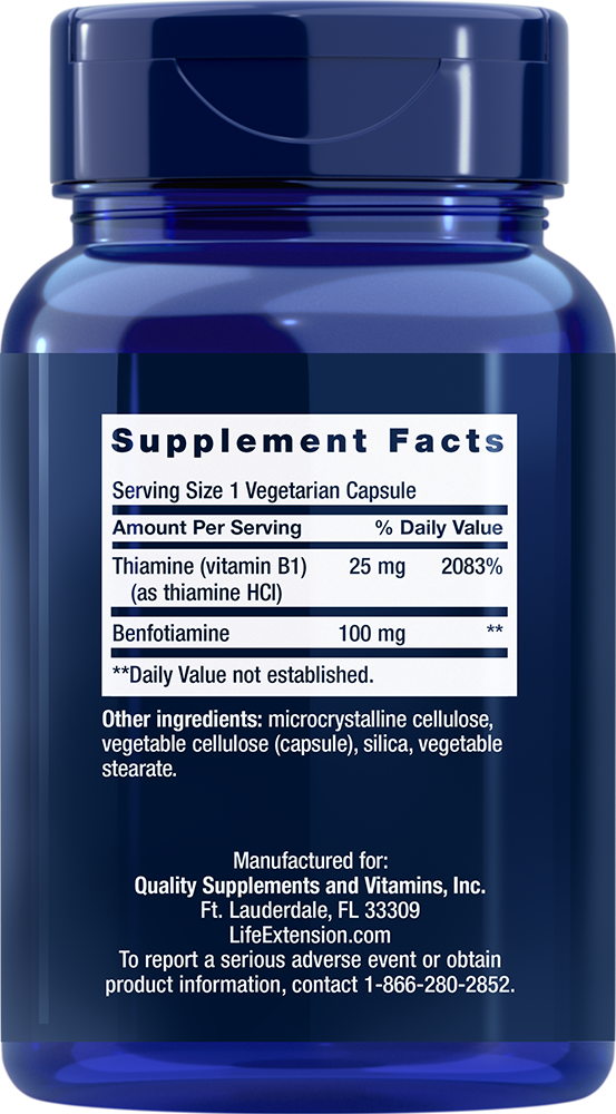 Life Extension - Benfotiamin és tiamin, 100 mg - 120 kapszula - Image 2