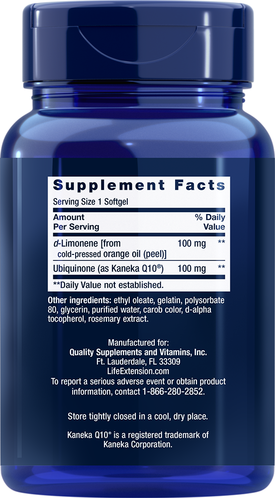 Life Extension - Szuper-Felszívódású CoQ10 (Ubiquinone) d-Limonénnel, 100mg - 60 lágy kapszula - Image 2