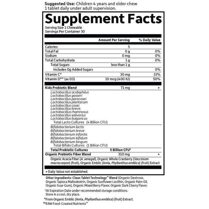 Dr. Formulated Probiotics - Bio Gyerek+ Probiotikum, Bogyós és Cseresznye Ízű Rágótabletta - 30 db - Image 2