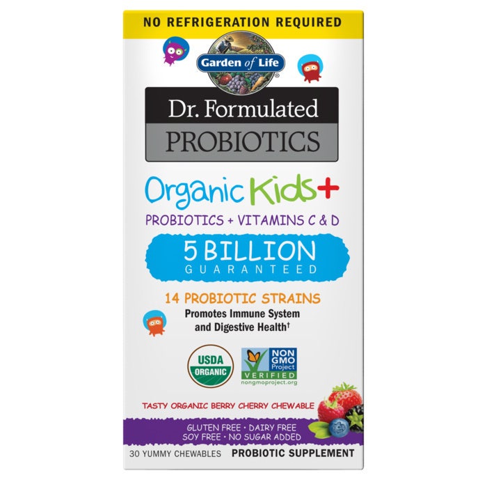 Eco Supplements - Dr. Formulated Probiotics Organic Kids+ Shelf-Stable Berry Cherry 30 Chewables