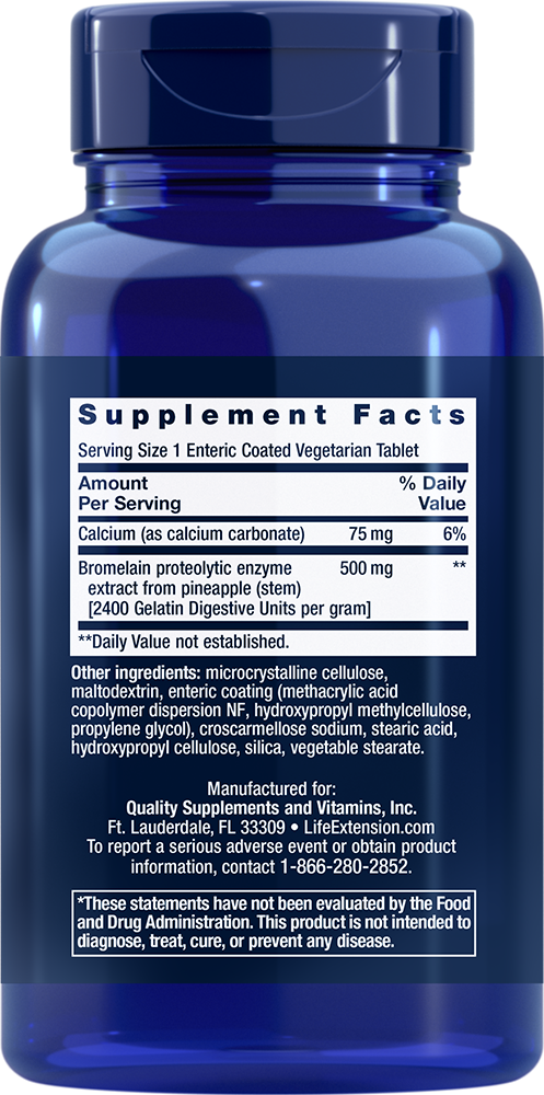 Life Extension - Különlegesen Bevonatolt Bromelain, 500mg - 60 enterikus bevonatú vegetáriánus tabletta - Image 2