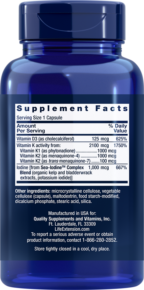 Life Extension - D-vitamin és K-vitamin tengeri jód tartalommal - 60 kapszula - Image 2