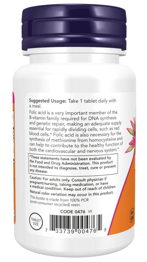 NOW Foods - Folsav Vitamin B12-vel, 800 mcg - 250 tabletta - Image 4