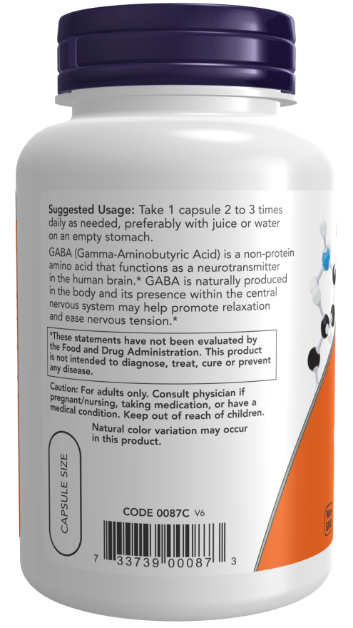 NOW Foods - GABA B6-vitaminnal, 500 mg - 200 kapszula - Image 3