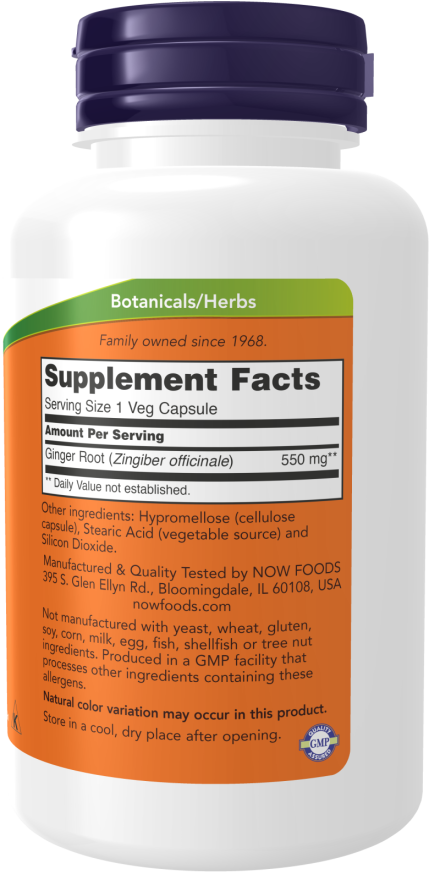 NOW Foods - Gyömbérgyökér, 550mg - 100 kapszula - Image 2