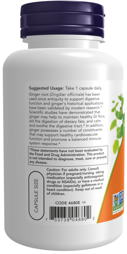 NOW Foods - Gyömbérgyökér, 550mg - 100 kapszula - Image 3
