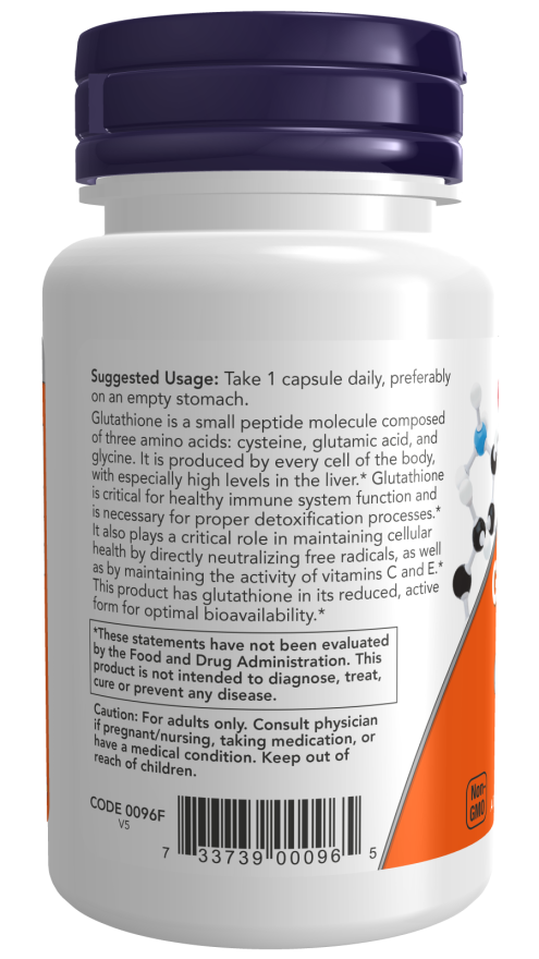 NOW Foods - Glutation, 250 mg - 60 kapszula - Image 3