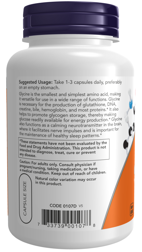 NOW Foods - Glicin 1000 mg - 100 kapszula - Image 3