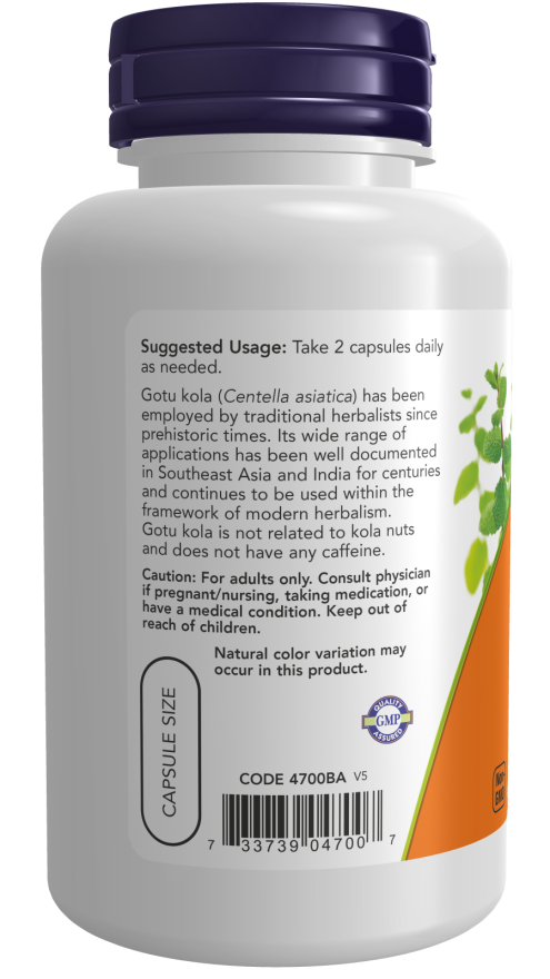 NOW Foods - Gotu Kola, 450 mg - 100 kapszula - Image 3