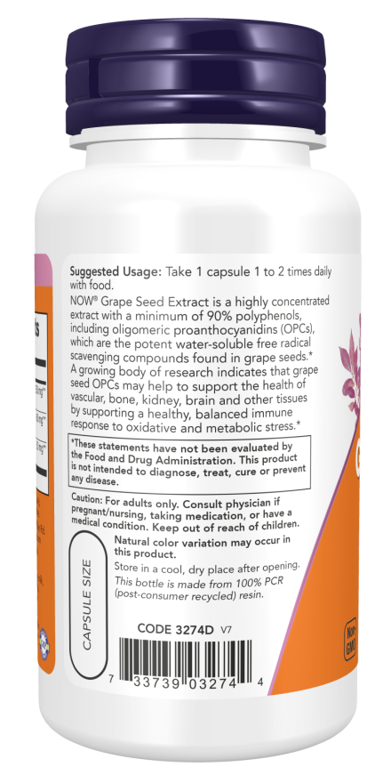 NOW Foods - Szőlőmag, 250mg Extra Erősségű - 90 kapszula - Image 3