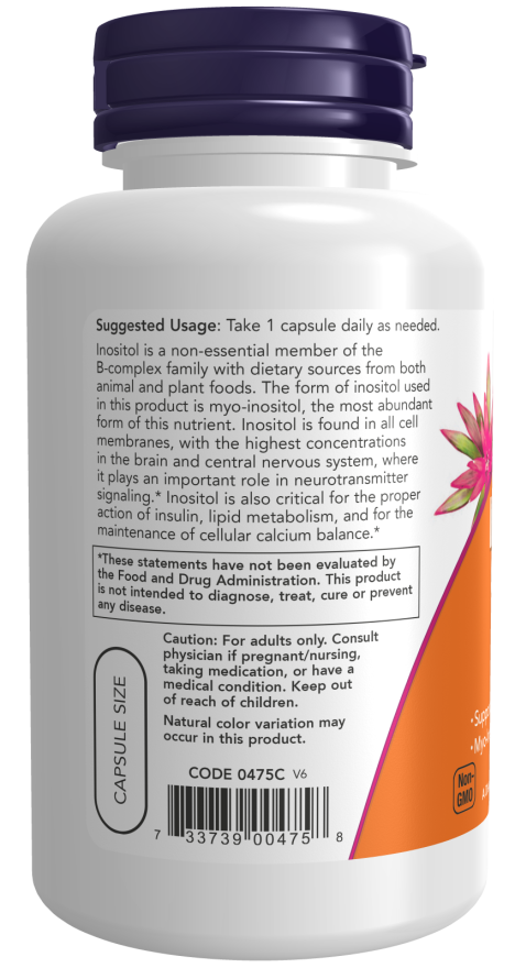 NOW Foods - Inozitol, 500 mg - 100 kapszula - Image 3