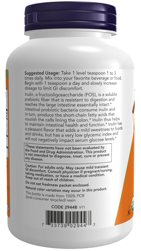 NOW Foods - Ökológiai Inulin Por, 227g - Image 3