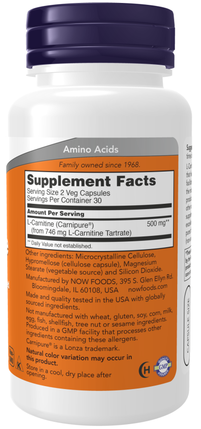 NOW Foods - L-Carnitin 250 mg - 60 kapszula - Image 2