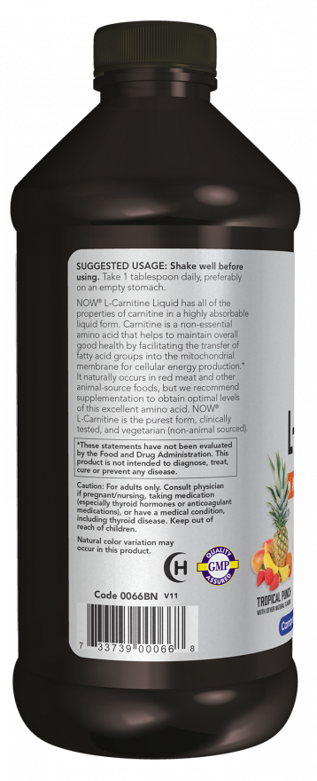 NOW Foods - Folyékony L-Carnitin, 1000 mg Trópusi Punch - 473 ml - Image 3