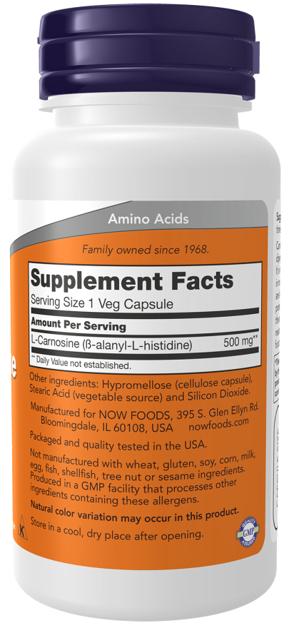 NOW Foods - L-Karnozin, 500 mg - 50 kapszula - Image 2