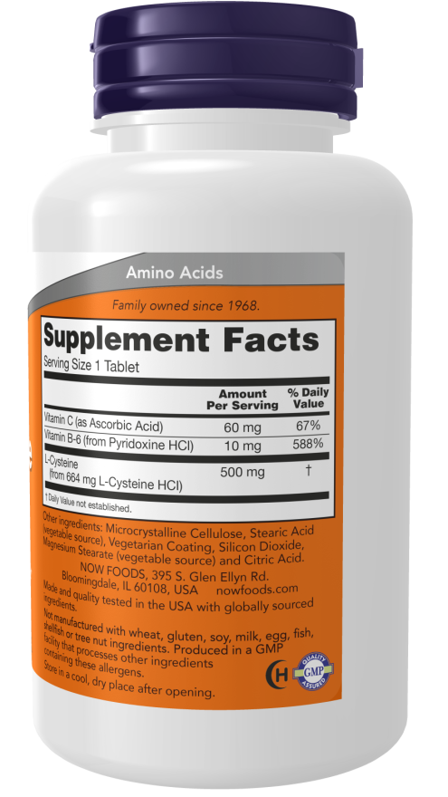 NOW Foods - L-Cisztein 500 mg - 100 tabletta - Image 2