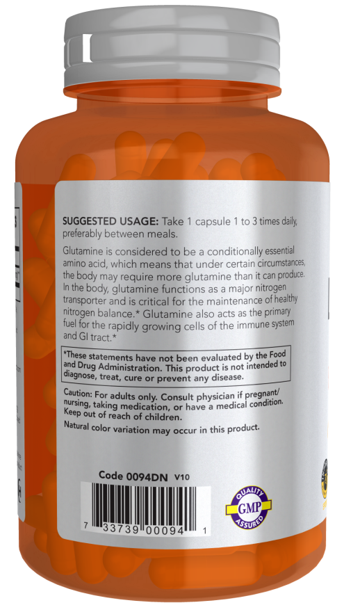 NOW Foods - L-Glutamin 1000 mg, 240 kapszula - Image 3