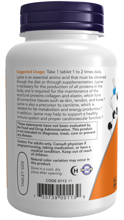 NOW Foods - L-Lizin, 1000 mg - 250 tabletta - Image 3