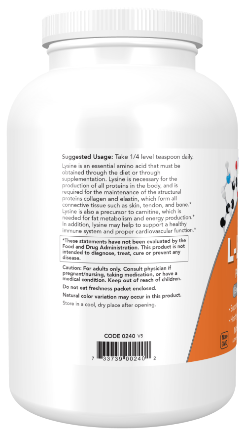 NOW Foods - L-Lizin, 1000mg por - 454g - Image 3