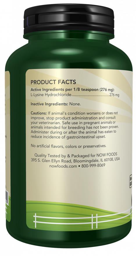 NOW Foods - L-Lizin kiegészítő macskáknak - 226g - Image 3