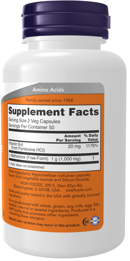 NOW Foods - L-Metionin 500 mg - 100 kapszula